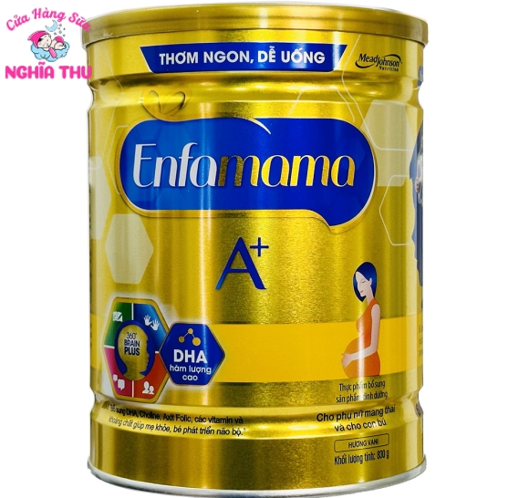 Sữa Enfamama A+ DHA hương vani cho mẹ bầu & cho con bú 830g