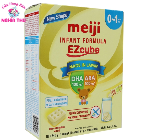Sữa Meiji Thanh số 0 EZcube 540g (0-1 tuổi)