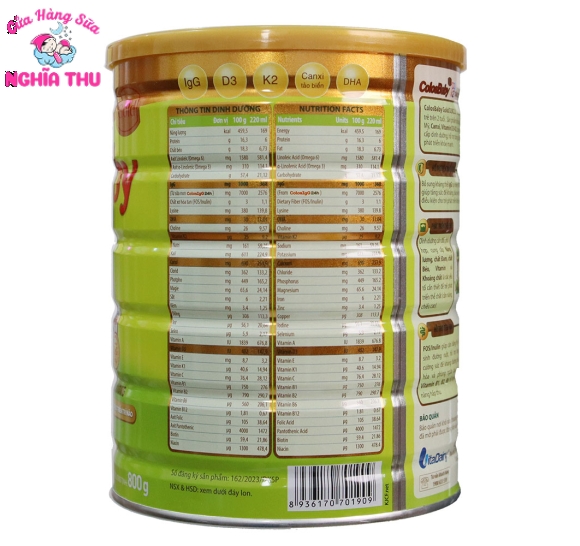 Sữa ColosBaby Gold D3K2 2+ 800G (trẻ trên 2 tuổi)