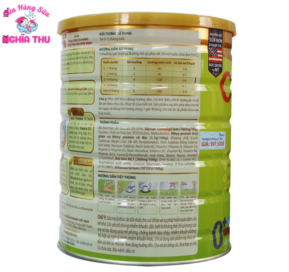 Sữa ColosBaby Gold 0+ vị thanh nhạt 800G (0-12 tháng)