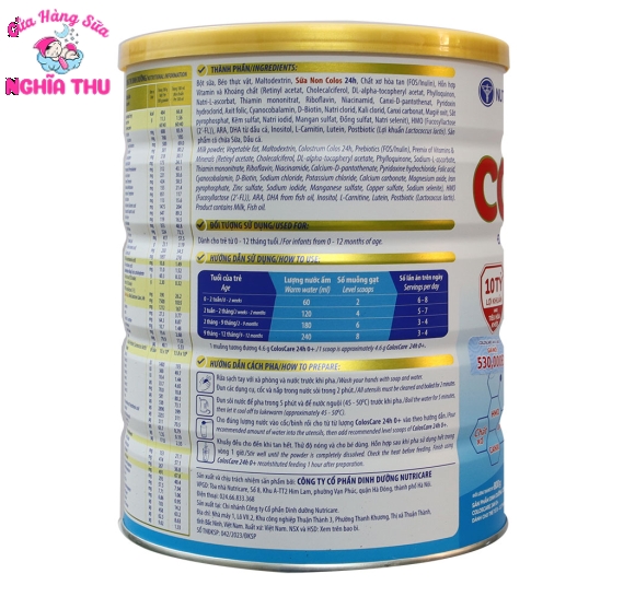 Sữa COLOS CARE 0+ 800g (trẻ từ 0-12 tháng)