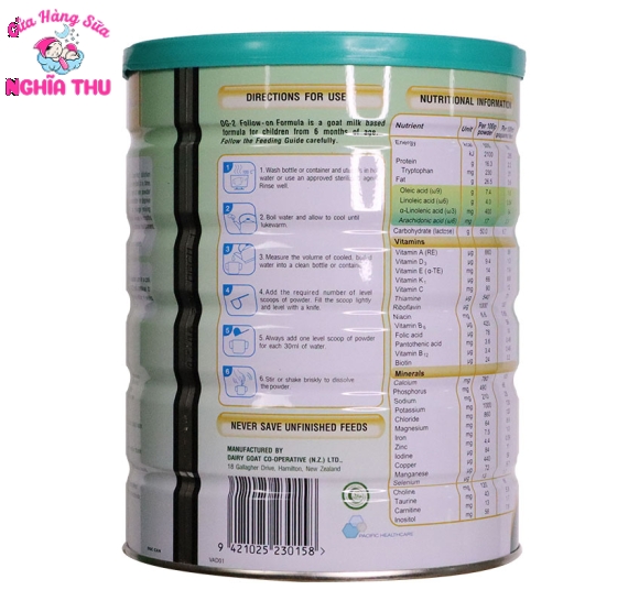 Sữa dê DG-2 New Zealand 800G (6-36 tháng)