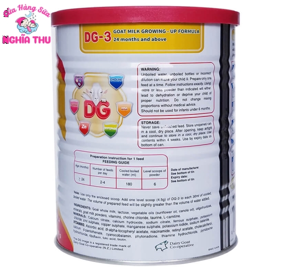 Sữa dê DG 3 400g New Zealand (trẻ từ 2 tuổi trở lên)