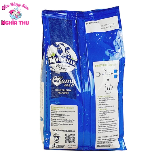 Sữa Devondale Nguyên Kem 1KG Full Cream NK Úc
