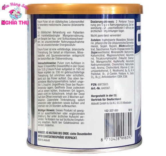 Sữa ENSURE ĐỨC 400G Chính Hãng Giá Rẻ Nhất