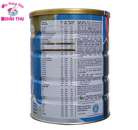 Sữa Ensure Gold Ít Ngọt Vani 800g Abbott Hoa Kỳ