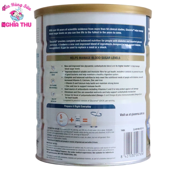 Sữa Glucerna Úc Dành Cho Người Tiểu Đường 850G Abbott