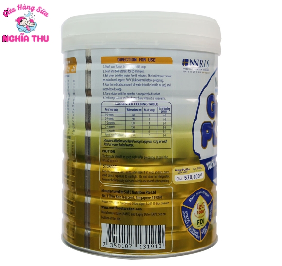 Sữa Grow Plus Vàng Sữa Non 0+ 800G (0-12 tháng)