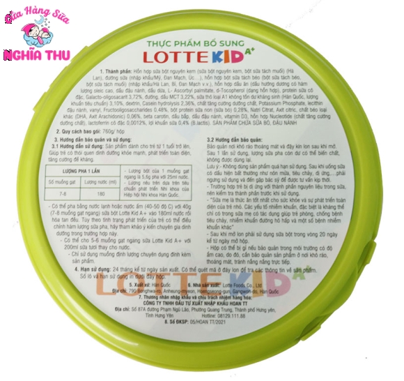 Sữa LOTTE KID A+ Hàn Quốc 760G (trẻ từ 1-10 tuổi)