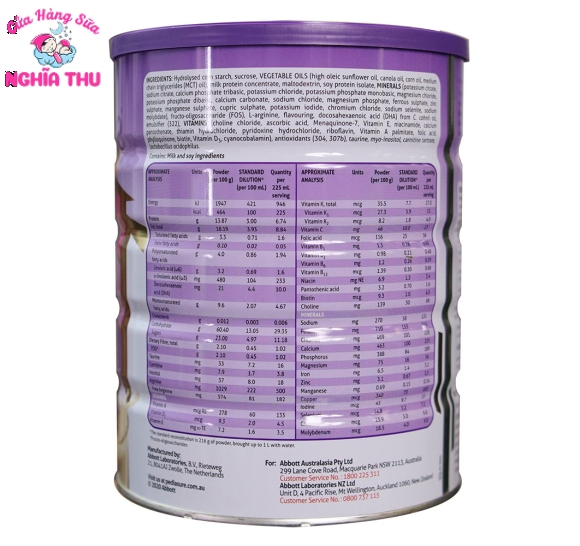 Sữa PediaSure Úc Nắp Tím 850G (trẻ từ 1-10 tuổi)